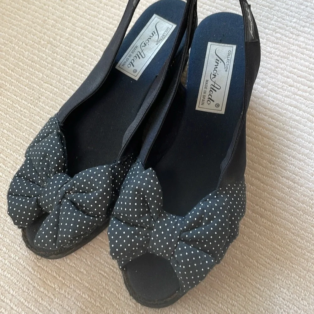 Simon Aledo Black and White  Espadrille Style Wedges